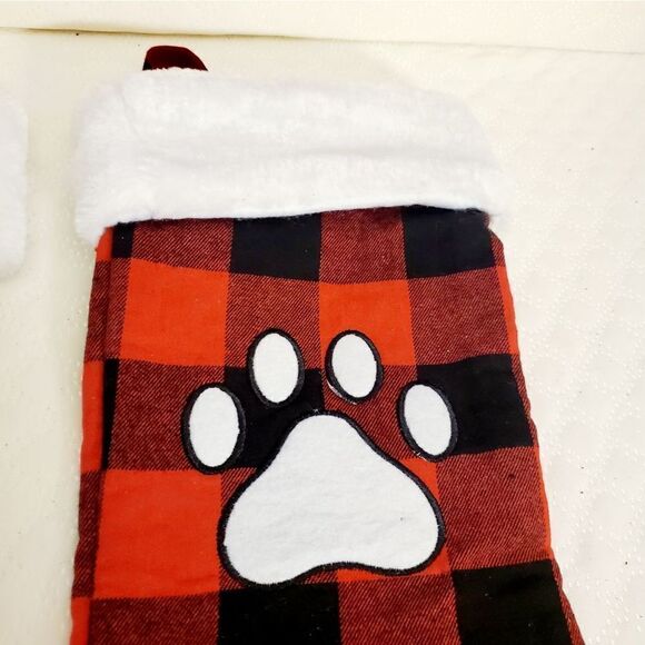 Plaid Doggie Paw Christmas Stockings - Picture 5 of 8